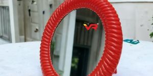 Surya Red Plastic Frame Mirror