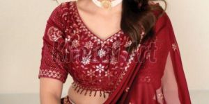 Maroon Semi Stitched Lehenga with Unstitched Blouse