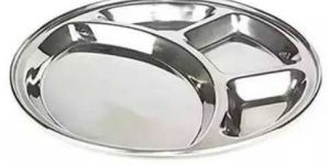 4 Compartment Stainless Steel Round Tray