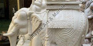 White Marble Elephant Statue