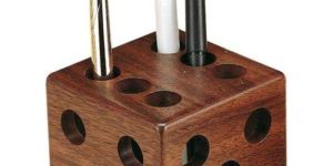 Brown Wooden Pen Stand