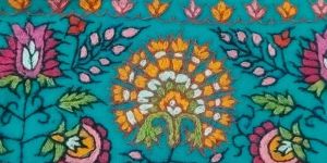Kalamkari Border Shawl Turquoise Color