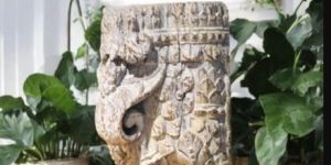 carved wooden decor elephant trunk inspired sculpture