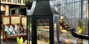 jet black garden candle lantern