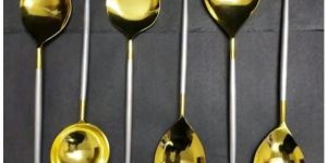 Shiny Gold Plated SS Spoon Set Elegant & Durable Dining Cutlery