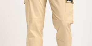 Beige Mid Rise Regular Fit 6 Pocket Men's Cargo
