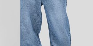 Light Blue Mid Rise Men's Baggy Jeans