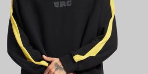 Printed Sleeves Black Raglan Sweatshirt