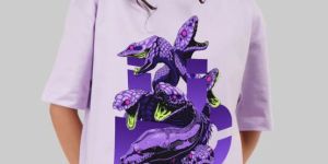 Scary Snakes Lavender Oversized Fit T-Shirt Women