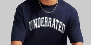 Underrated Curve Navy Blue Oversized Fit T-Shirt Men