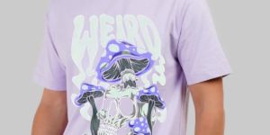 Weird Mushrooms Lavender Oversized Fit T-Shirt Men