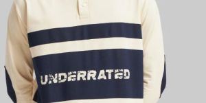 White and Navy Printed Polo