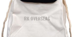 White Cotton Canvas Backpack Bag