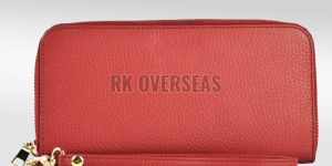 Ladies Plain Red Leather Wallet