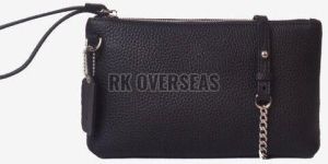 Ladies Designer Black Leather Pouch Purse