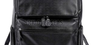 Ladies Plain Black Leather Backpack Bag