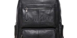 Plain Black Leather School Backpack Bag