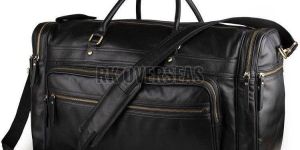Black Genuine Leather Duffle Bag