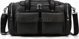 Leather Black Travel Duffle Bag