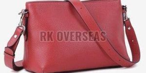 Ladies Dark Peach Leather Crossbody Bag