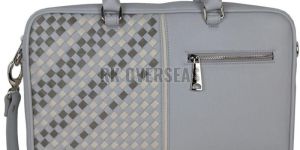 Grey Leather Laptop Bag