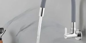 Pavo Wall-mount Kitchen Sink Tap with Grey Flexible Silicone Spout