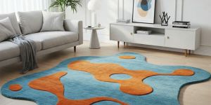 Amoeba Teal Blue Rugs