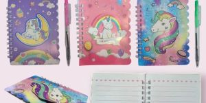 3D Unicorn Note Book with Pen