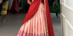 Cotton Silk Thread Embroidered & Woven Lehenga Choli For Women