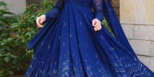 Faux Georgette Sequence Women Anarkali Dress