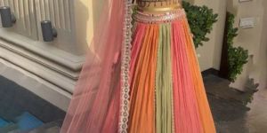 Multicolor Crush Georgette Sequence Wedding Lehenga Choli For Women