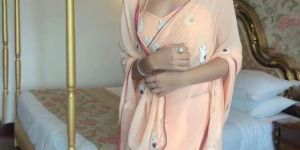 Peach Georgette Thread Embroidery Women Saree