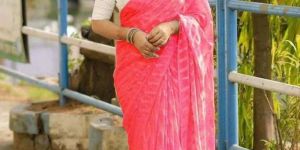 Pink Georgette Sequins Party Wear Women Saree