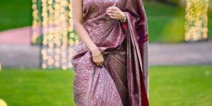 Purple Lichi Silk Woven Traditional Women Saree