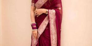 Purple Soft Linen Cotton Woven Women Saree