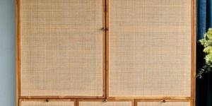brave solid teak wood rattan cupboard