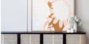 KANTI TEAK WOOD & RATTAN TV UNIT BLACK