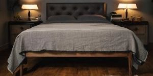 NISMAAYA DAICHI WALNUT WOOD LEATHER HEADBOARD BED