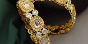 Exquisite Kundan Gold Plated Bangles 2.6 For Women