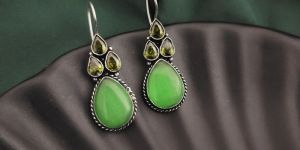 Peach Semi Precious Stone Hook Earrings For Women