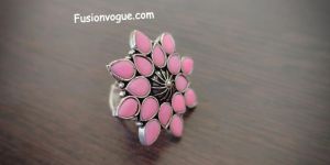 Pink Stone Adjustable Ring For Women