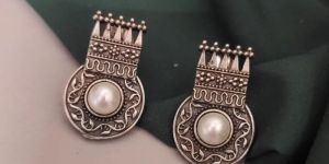 Silver Replica Pear Stud Women Earrings