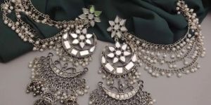 Stunning Trendy Oxidized Mirror Women Danglers Earrings