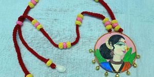 Women Bodhu Handcrafted Fabric Necklace With Ghungroo Bell Charm