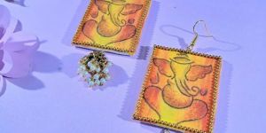 Women Gajanan Hand Painted Divine Earrings