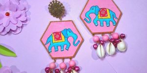 Women Pink City Jaipur Hand Painted Earrings