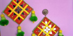 Women Rajashri Mirror Fitted Hand Crafted Earrings