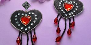 Women Shades Of Love Hand Crafted Heart Shape Earrings