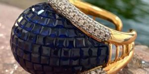 Aanya Midnight Blue Micron Gold-Plated Ring