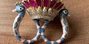 Dual Finger Peacock Moissanite Enamel Women Ring